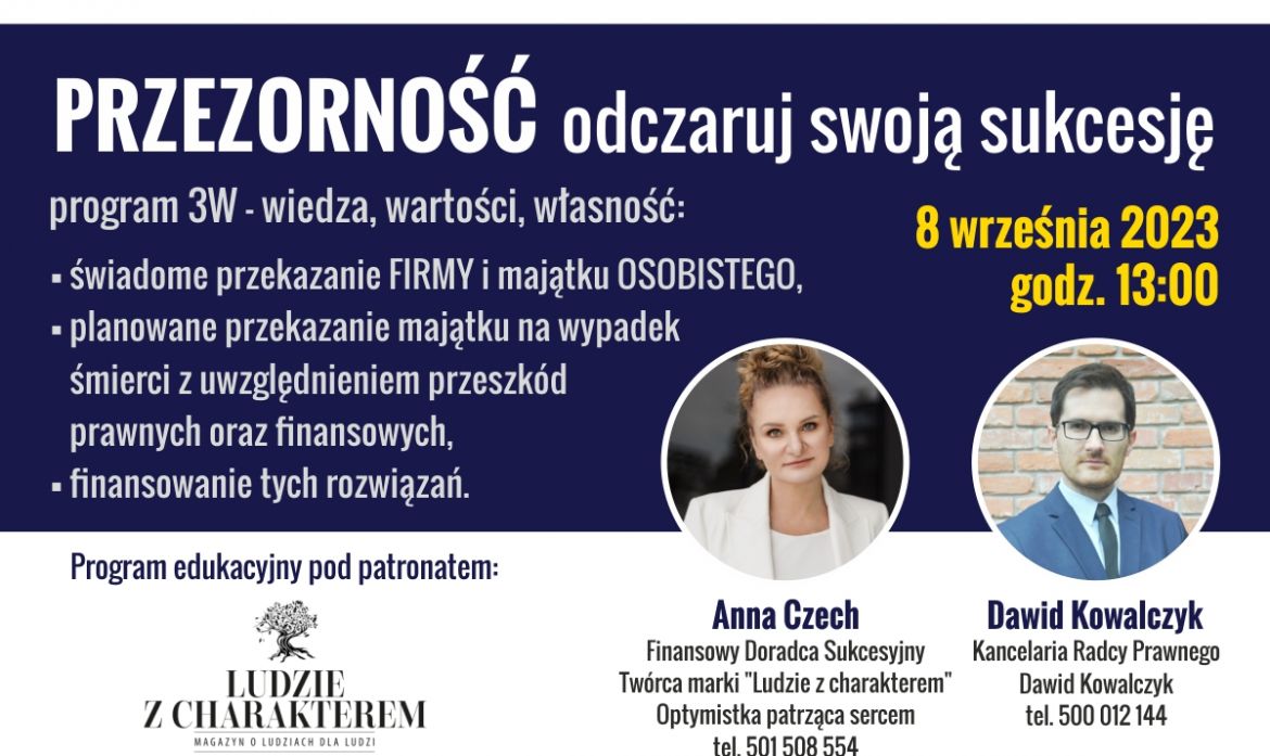 Zdjęcie Sukcesja oraz dziedziczenie w firmach - bezpłatne spotkanie informacyjne 8 września 2023 r.