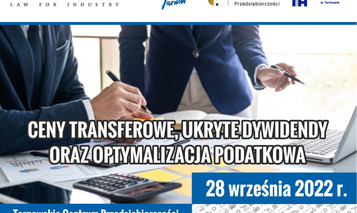 Zdjęcie Bezpłatne szkolenie "Ceny transferowe, ukryte dywidendy oraz optymalizacja podatkowa".